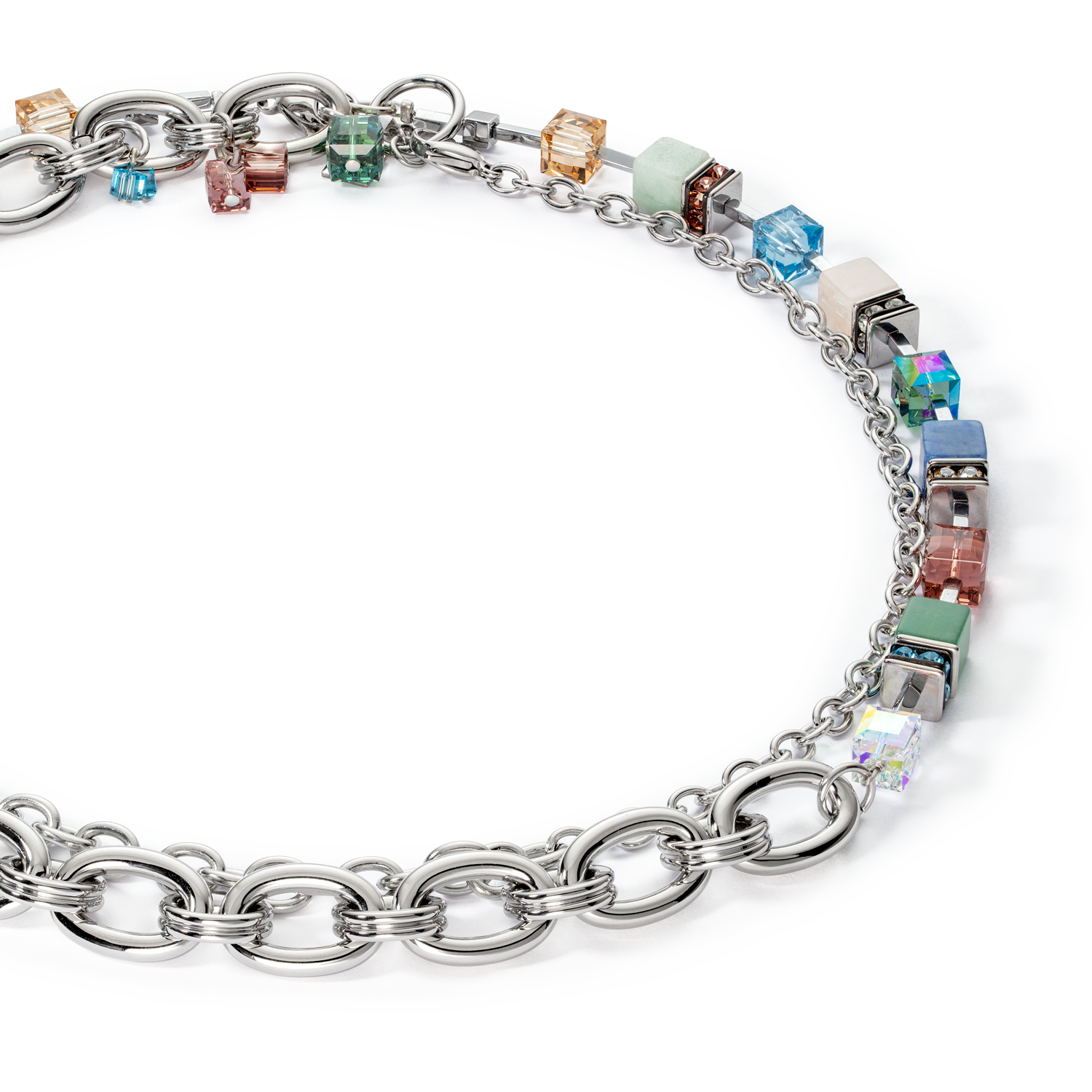Halskette GeoCUBE® Statement Precious Chunky Chain Multiwear 35 multicolor