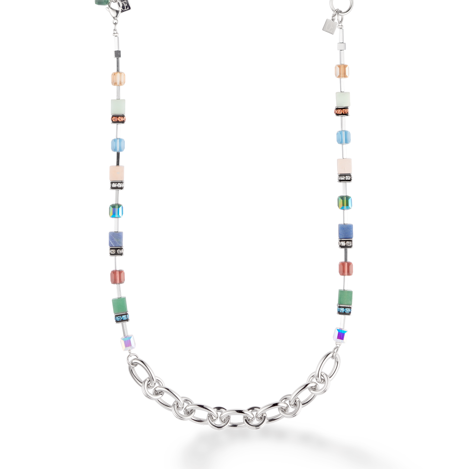 Halskette GeoCUBE® Statement Precious Chunky Chain Multiwear 35 multicolor von COEUR DE LION – Tragevariante