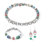 Armband GeoCUBE® Statement Precious Chunky Chain Multiwear 35 multicolor von COEUR DE LION – im Set mit passenden Schmuckstüc
