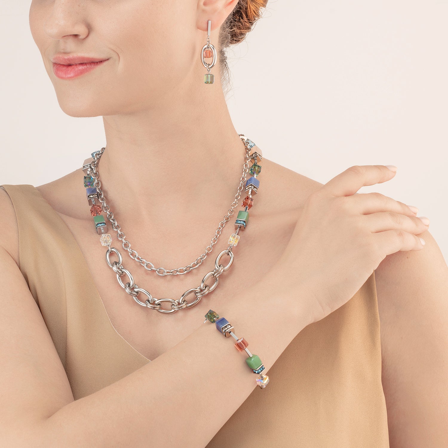 Armband GeoCUBE® Statement Precious Chunky Chain Multiwear 35 multicolor