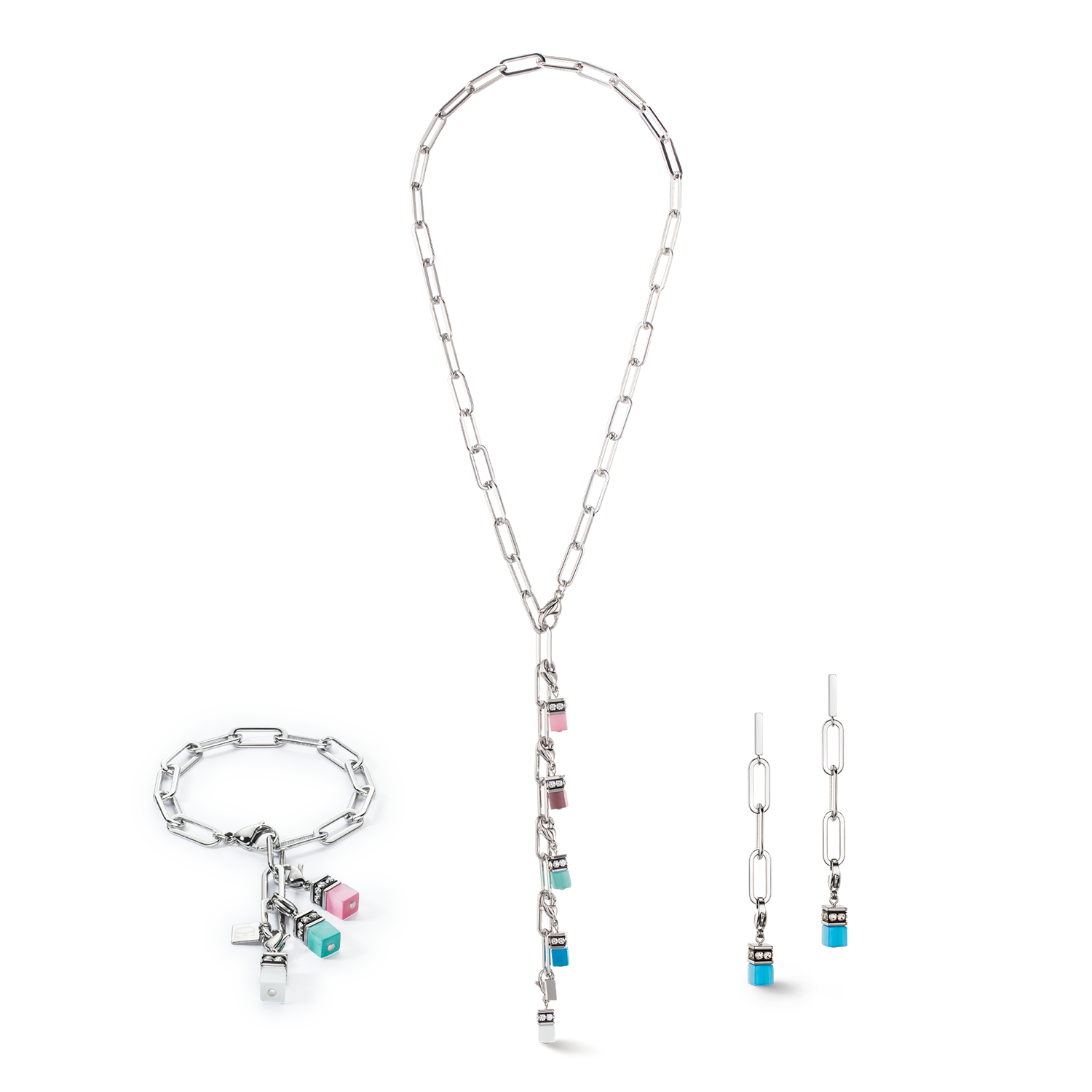 Ohrringe Happy Iconic Cube Charms silber pastell