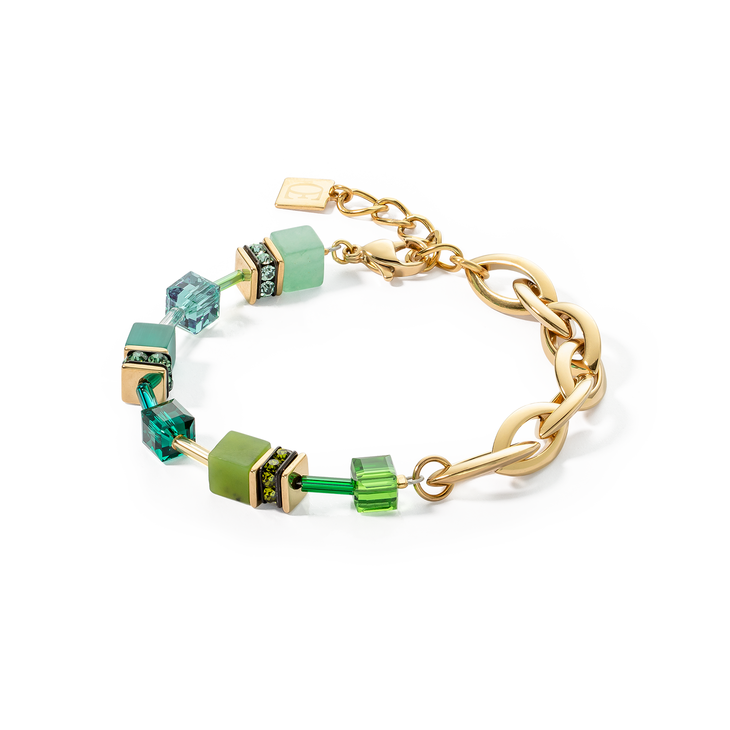 Armband GeoCUBE® Festive Layer gold-grün