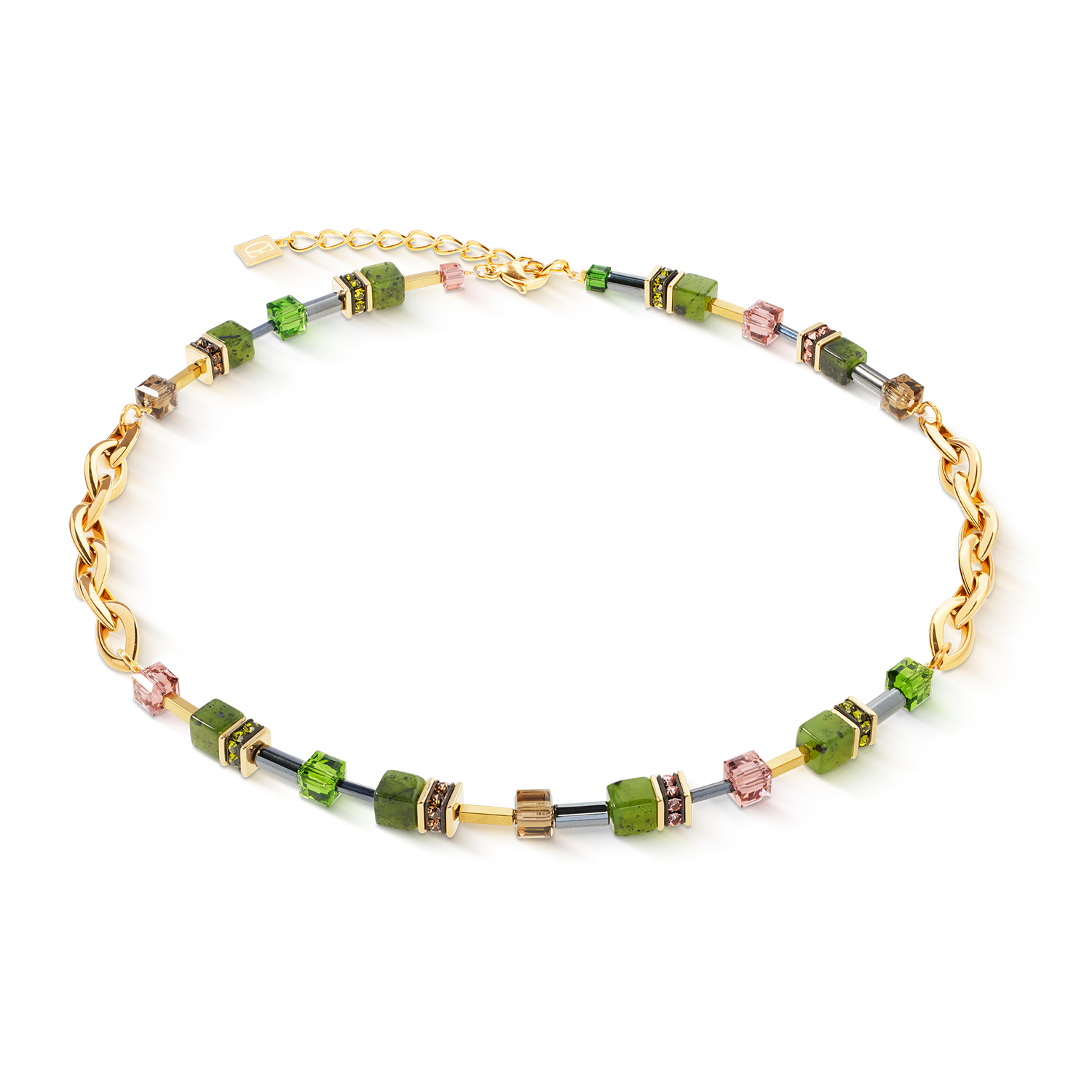 GeoCUBE® Chunky Chain Halskette gold-grün