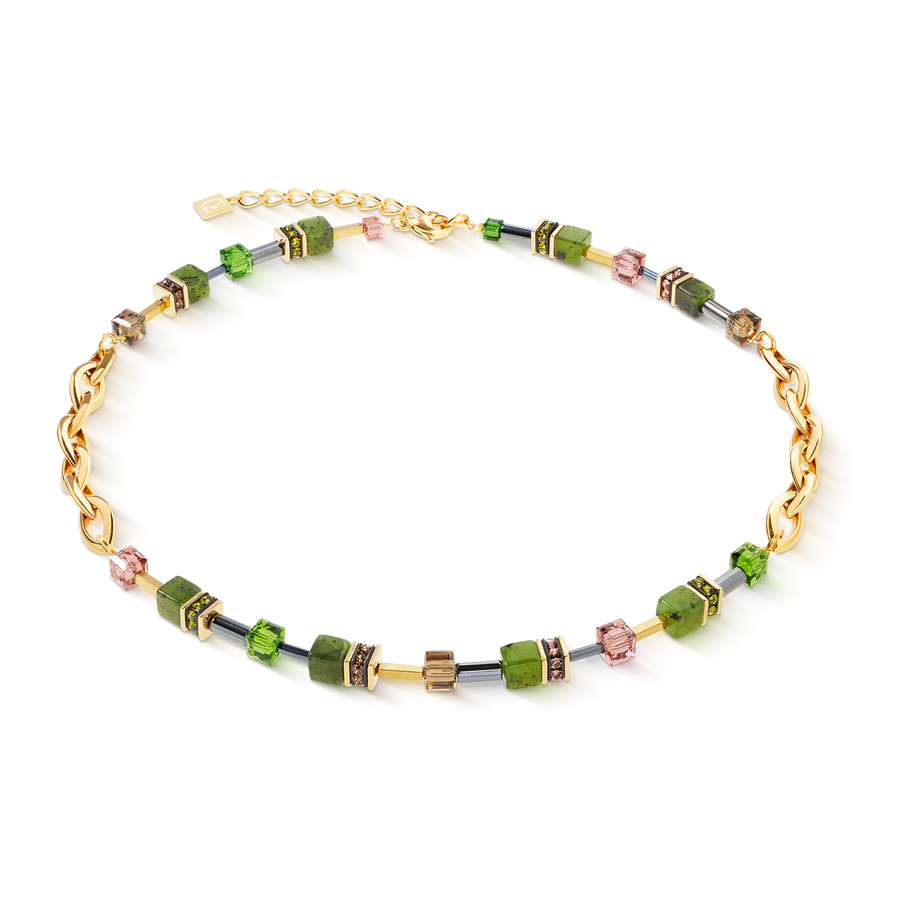 GeoCUBE® Chunky Chain Halskette gold-grün