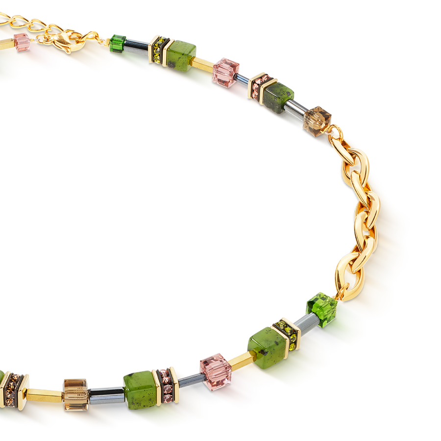 GeoCUBE® Chunky Chain Halskette gold-grün