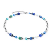 GeoCUBE® Chunky Chain Halskette silber-blau von COEUR DE LION