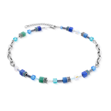 GeoCUBE® Chunky Chain Halskette silber-blau