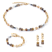 GeoCUBE® Chunky Chain Halskette gold-braun von COEUR DE LION – im Set mit passenden Schmuckstücken