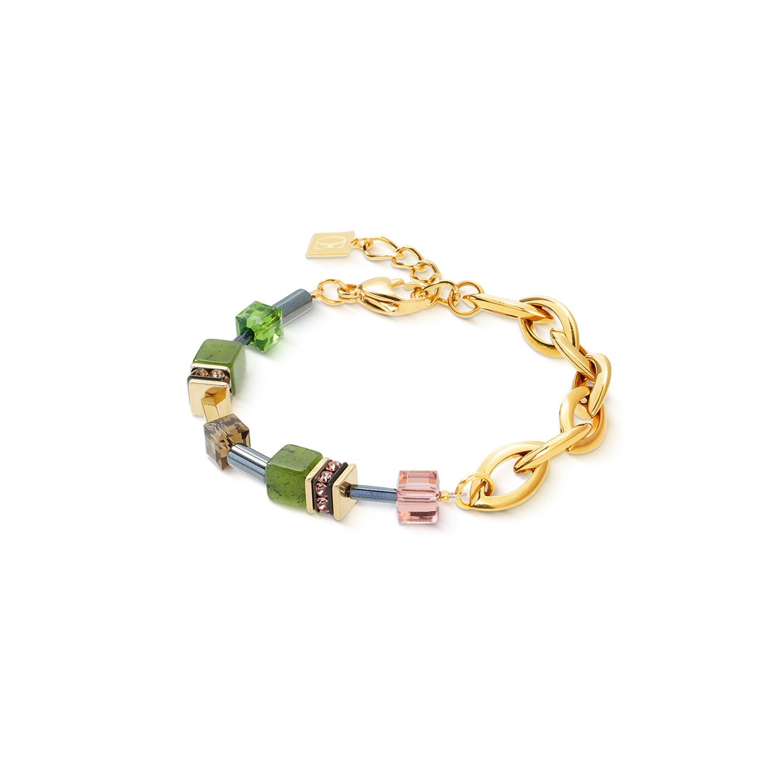 GeoCUBE® Chunky Chain Armband gold-grün von COEUR DE LION