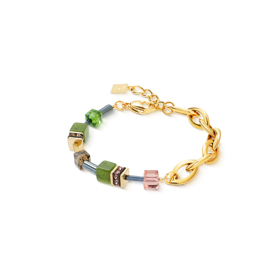 GeoCUBE® Chunky Chain Armband gold-grün