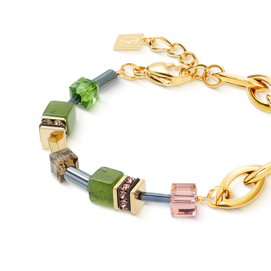 GeoCUBE® Chunky Chain Armband gold-grün
