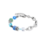 GeoCUBE® Chunky Chain Armband siber-blau von COEUR DE LION