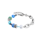 GeoCUBE® Chunky Chain Armband siber-blau