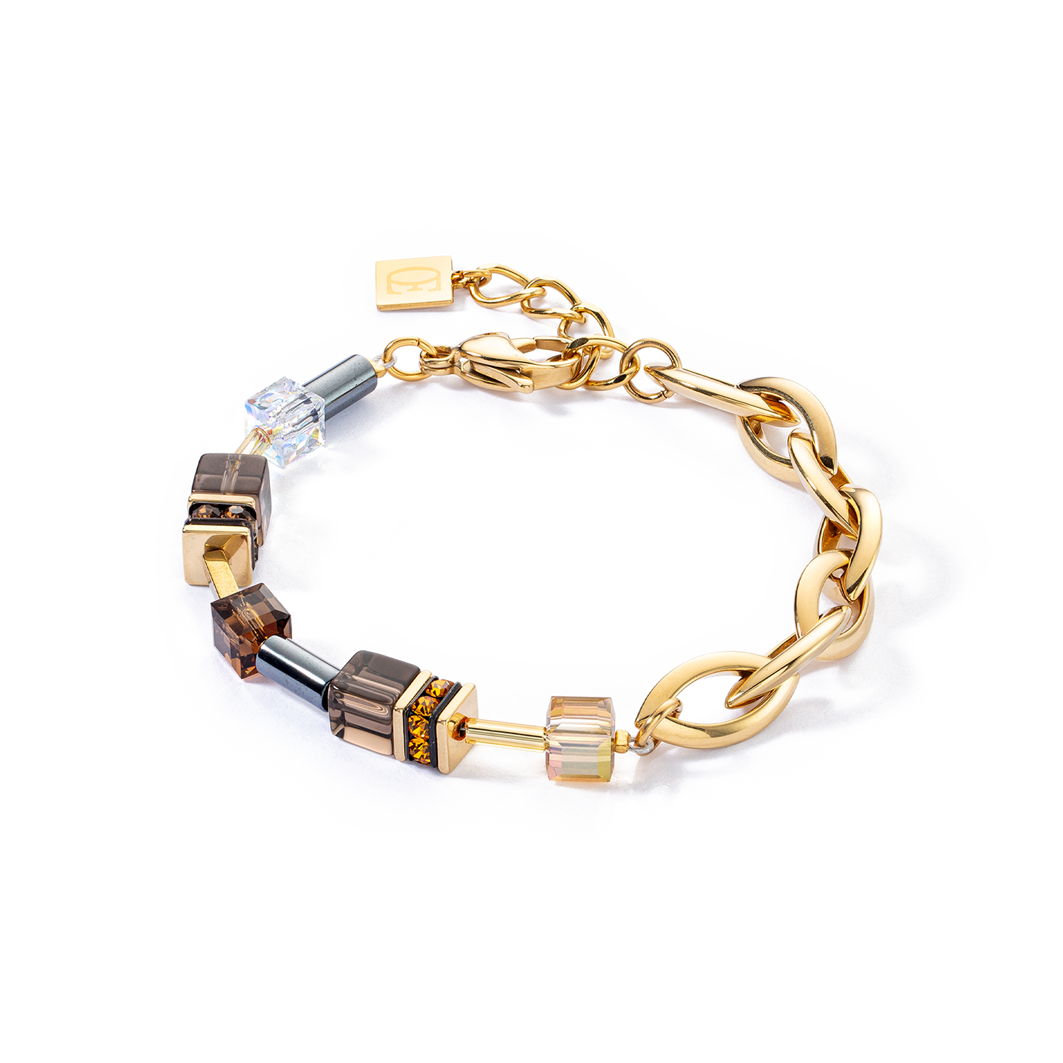 GeoCUBE® Chunky Chain Armband gold-braun von COEUR DE LION