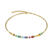 Halskette Mini Cubes multicolor rainbow gold von COEUR DE LION