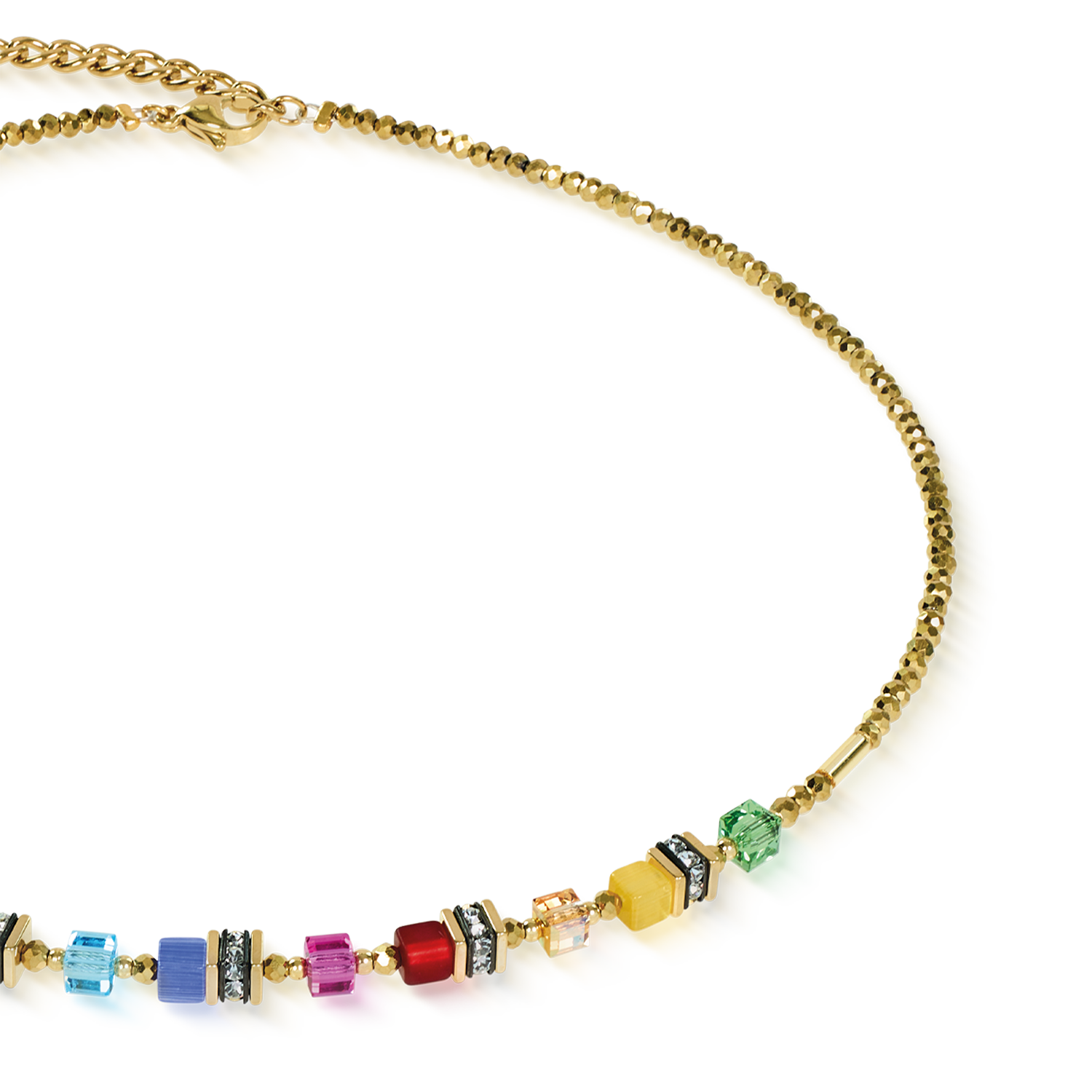 Halskette Mini Cubes multicolor rainbow gold
