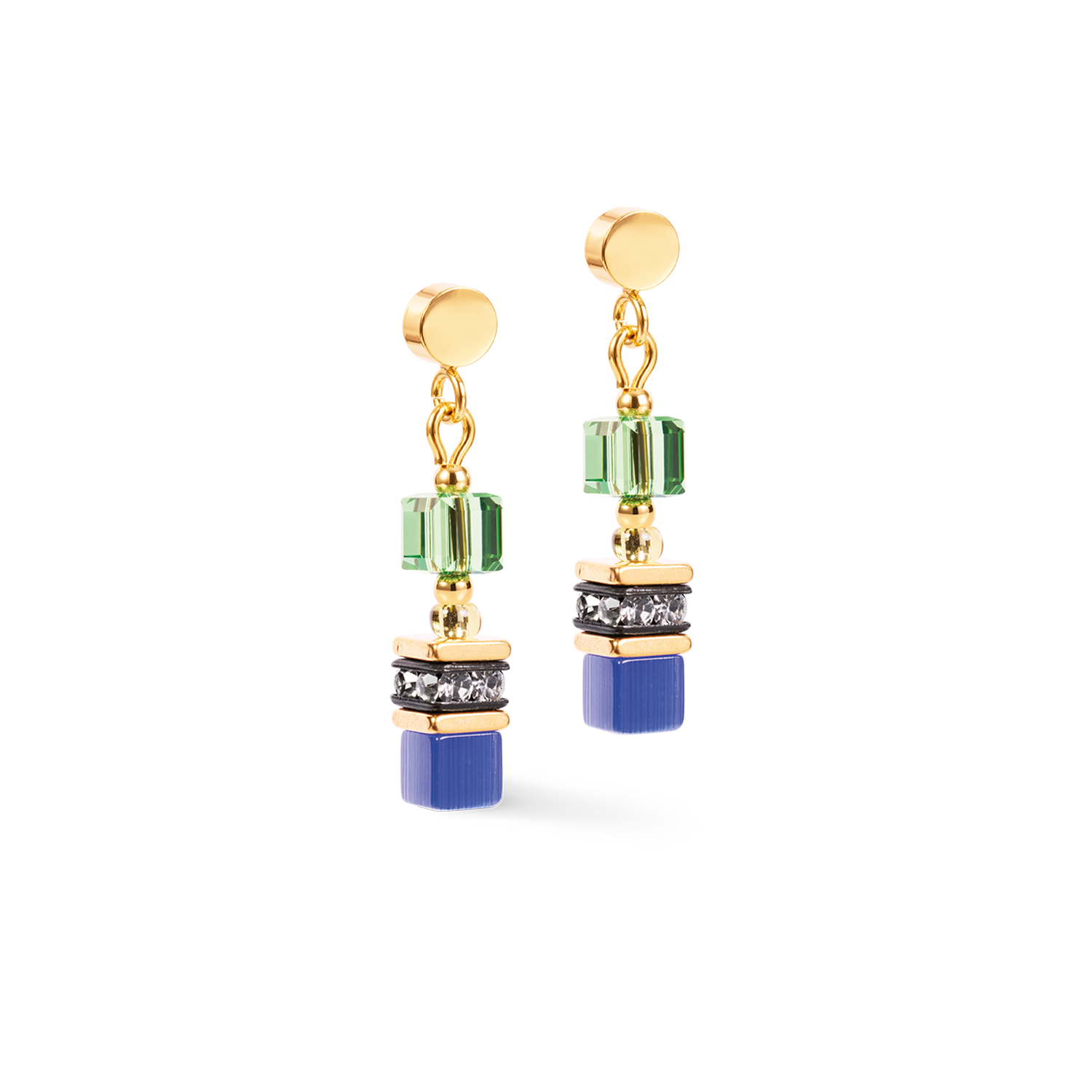 Ohrringe Mini Cubes multicolor rainbow gold