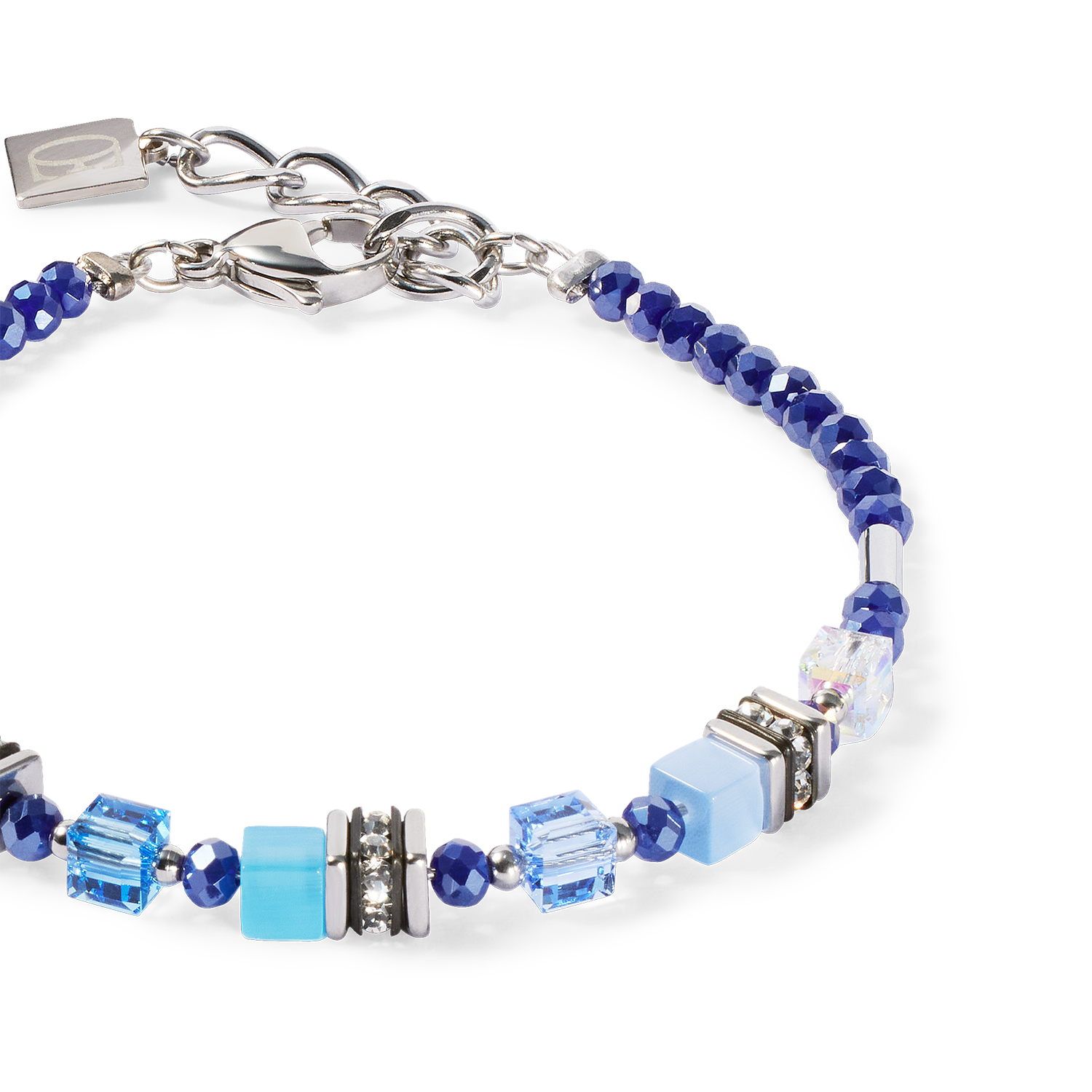 Armband Mini Cubes blau von COEUR DE LION – Detailaufnahme