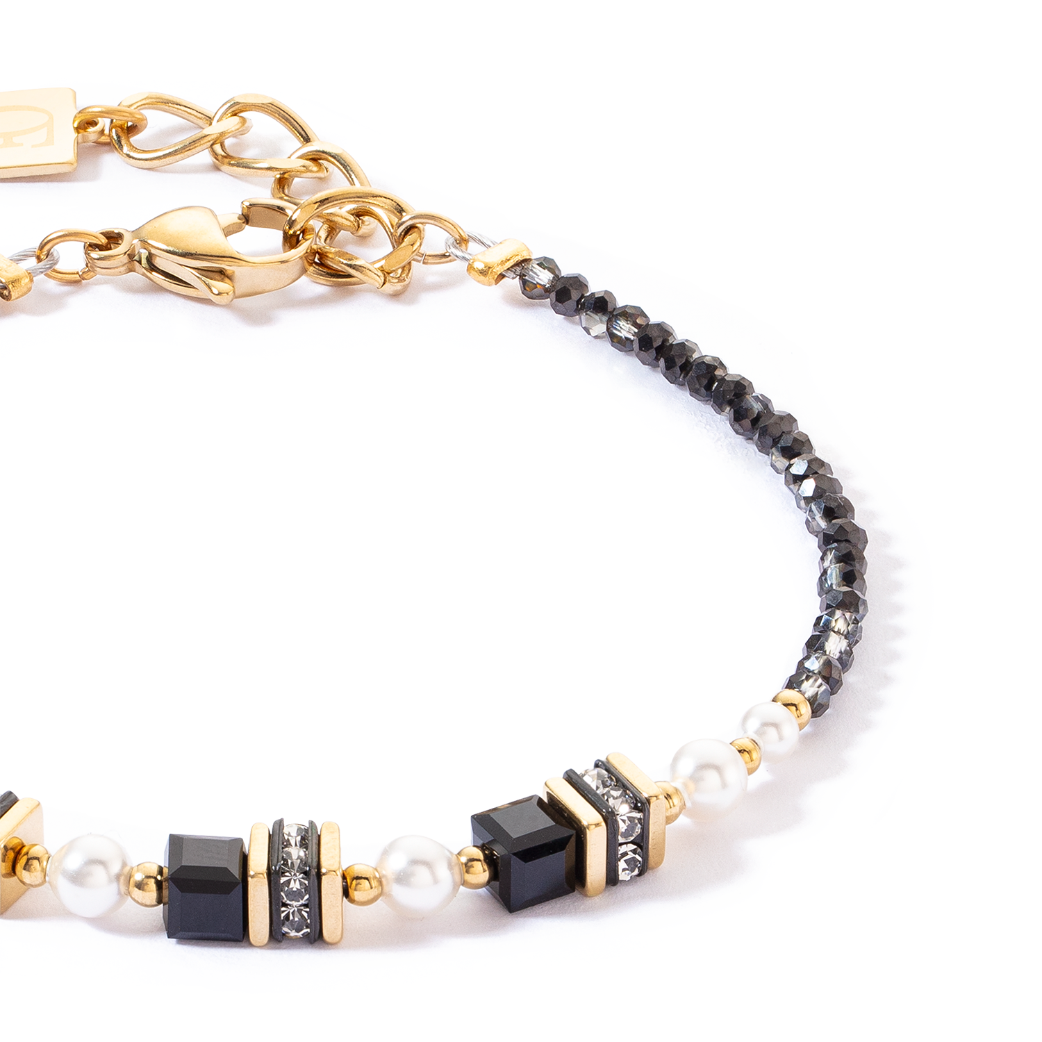 Armband Sparkling Princess gold-schwarz von COEUR DE LION – Detailaufnahme