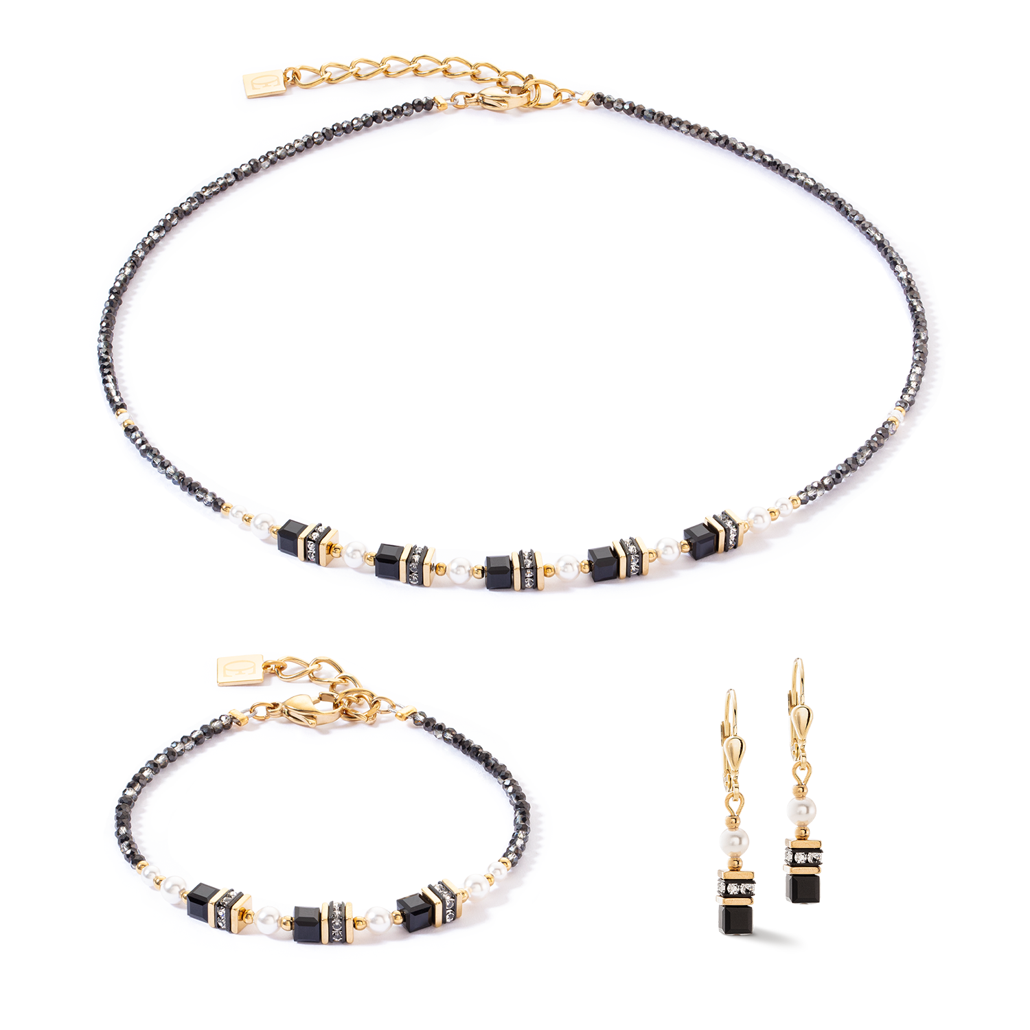 Armband Sparkling Princess gold-schwarz von COEUR DE LION – im Set mit passenden Schmuckstücken