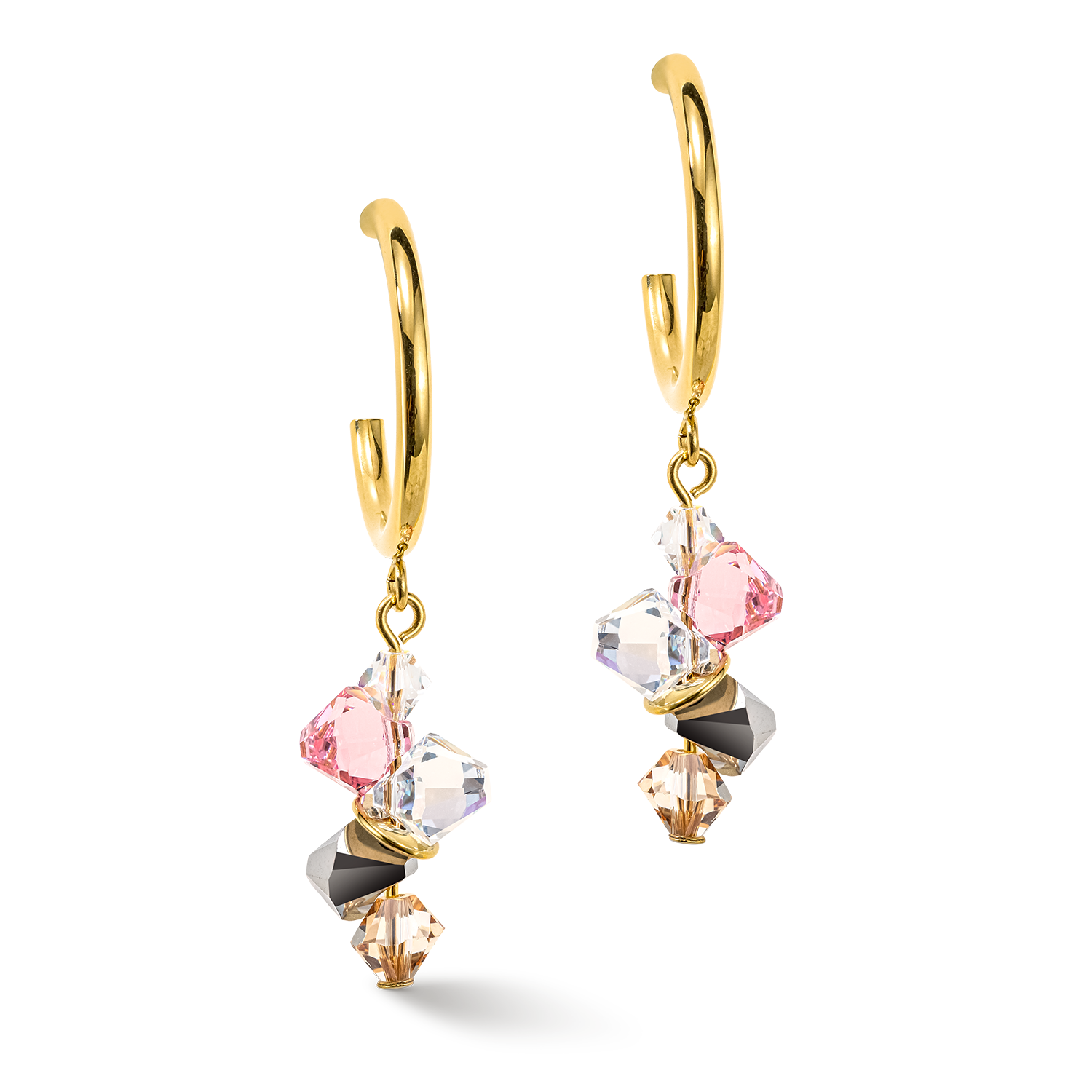 Dancing Crystals Ohrringe gold hellrosa
