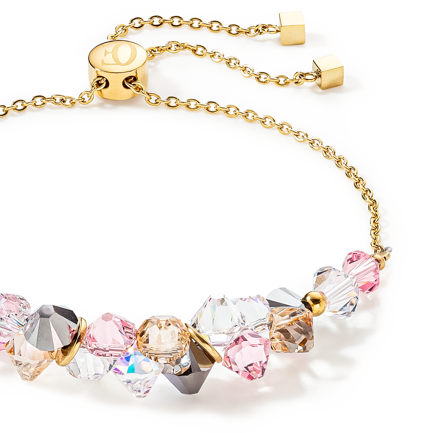 Dancing Crystals Armband gold hellrosa