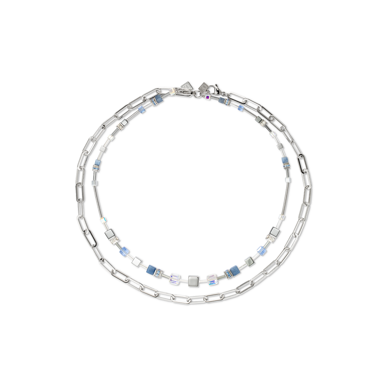 GeoCUBE® Fusion Chain Halskette silber-blau