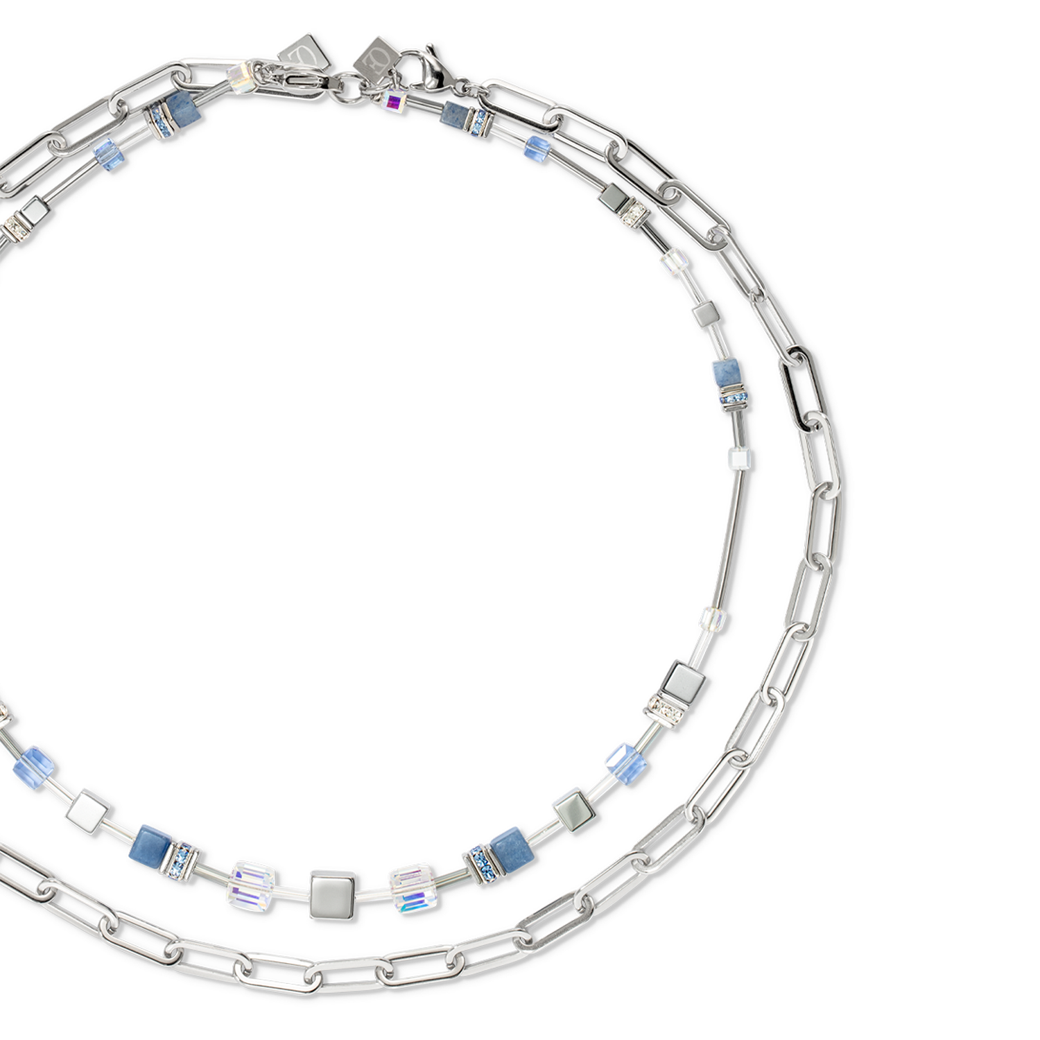 GeoCUBE® Fusion Chain Halskette silber-blau
