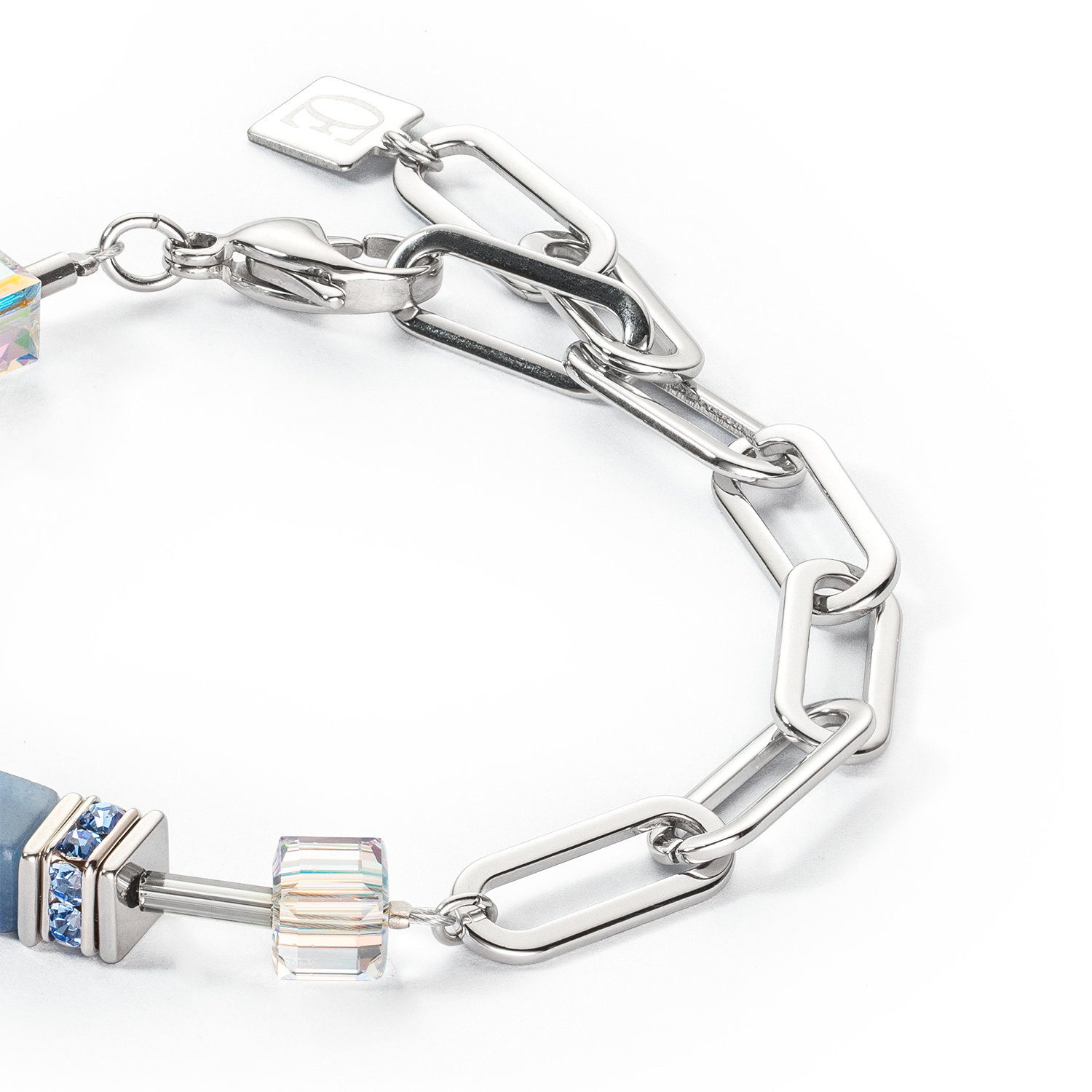 GeoCUBE® Fusion Chain Armband silber-blau