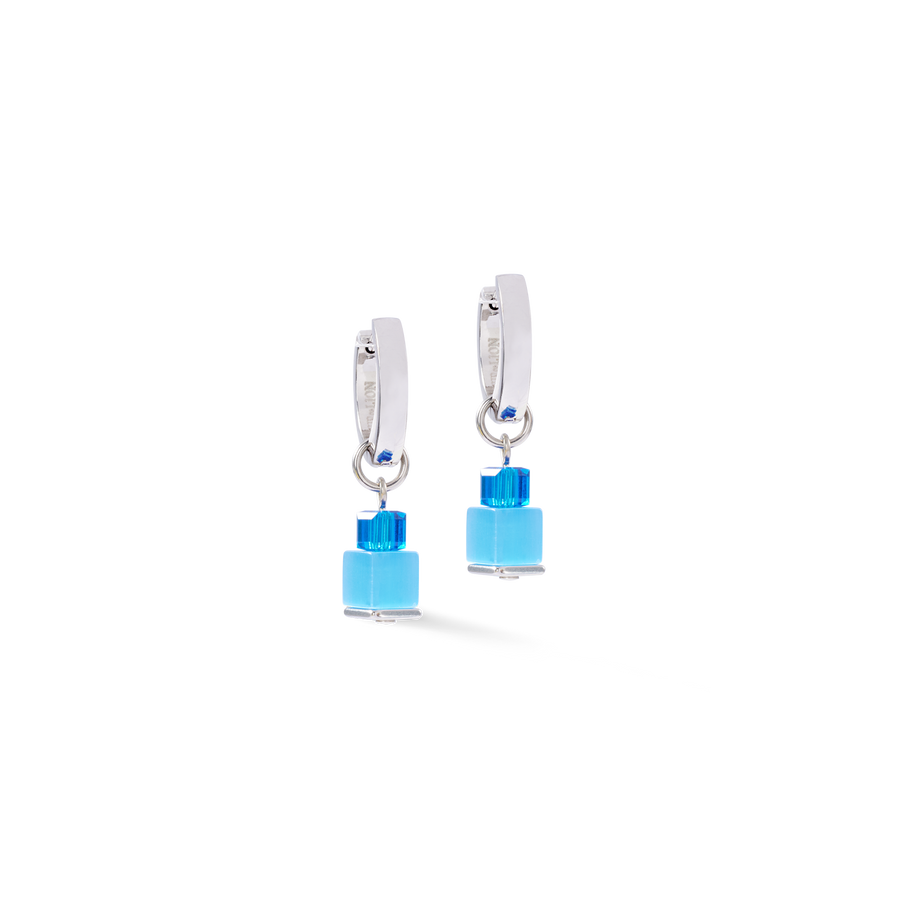 Ohrringe Creole Cube Fusion Charm Silber-Ocean