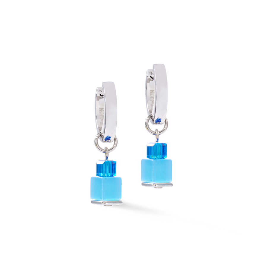 Ohrringe Creole Cube Fusion Charm Silber-Ocean