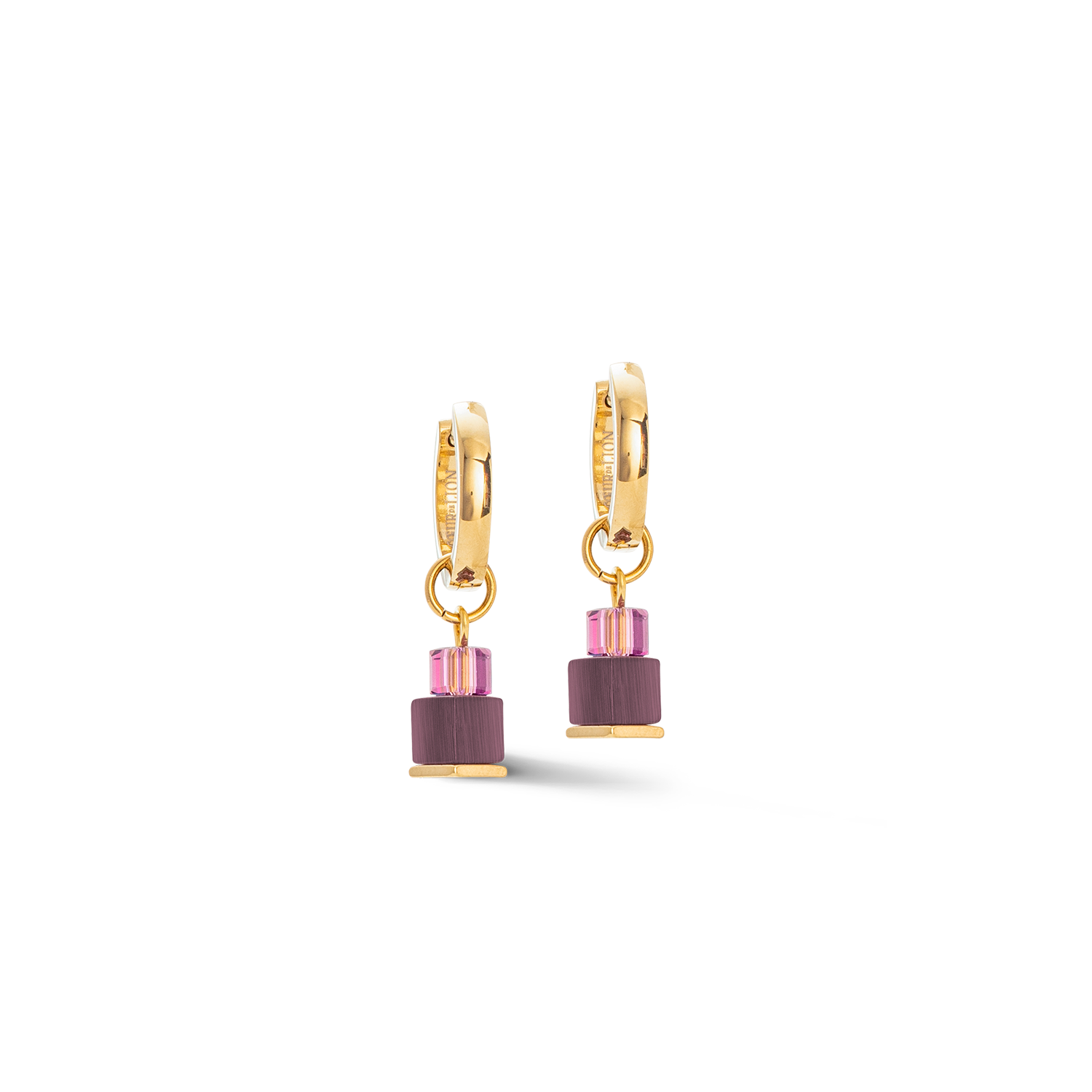 Ohrringe Creole Cube Fusion Charm gold-rot
