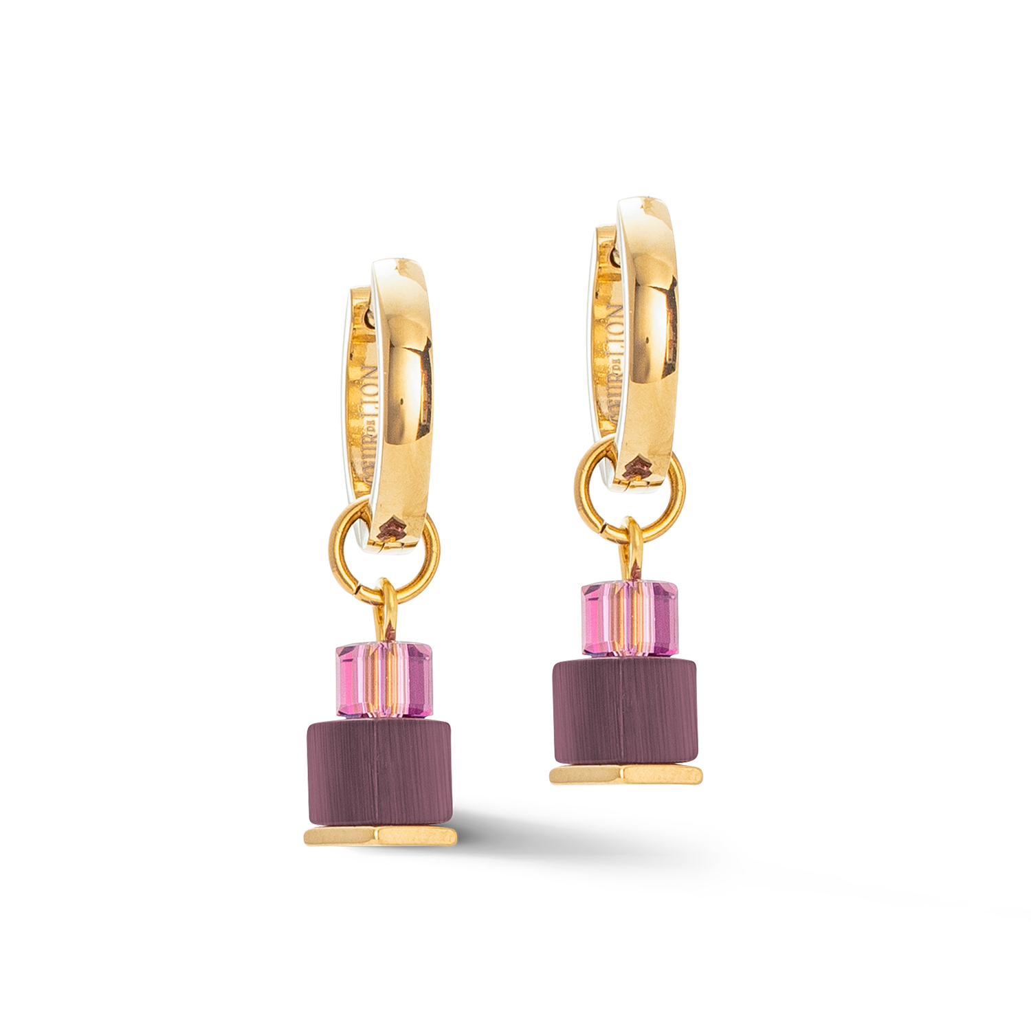 Ohrringe Creole Cube Fusion Charm gold-rot
