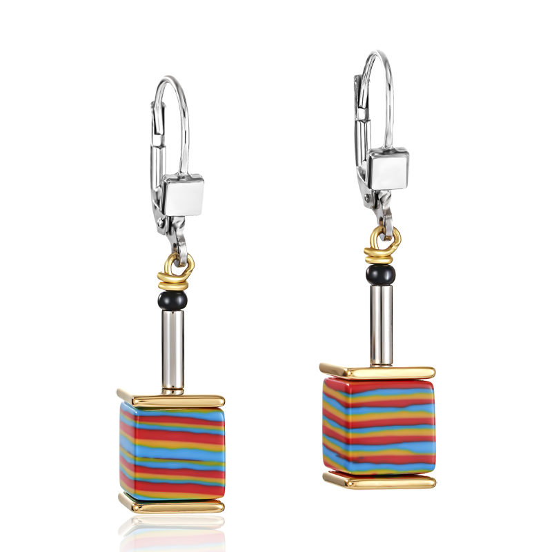 GeoCUBE® Ohrringe Malachit gold