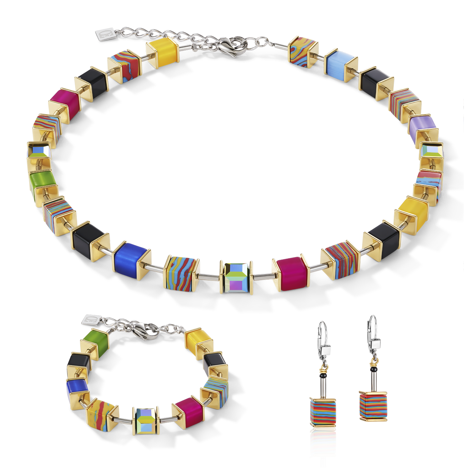 GeoCUBE® Ohrringe Malachit gold