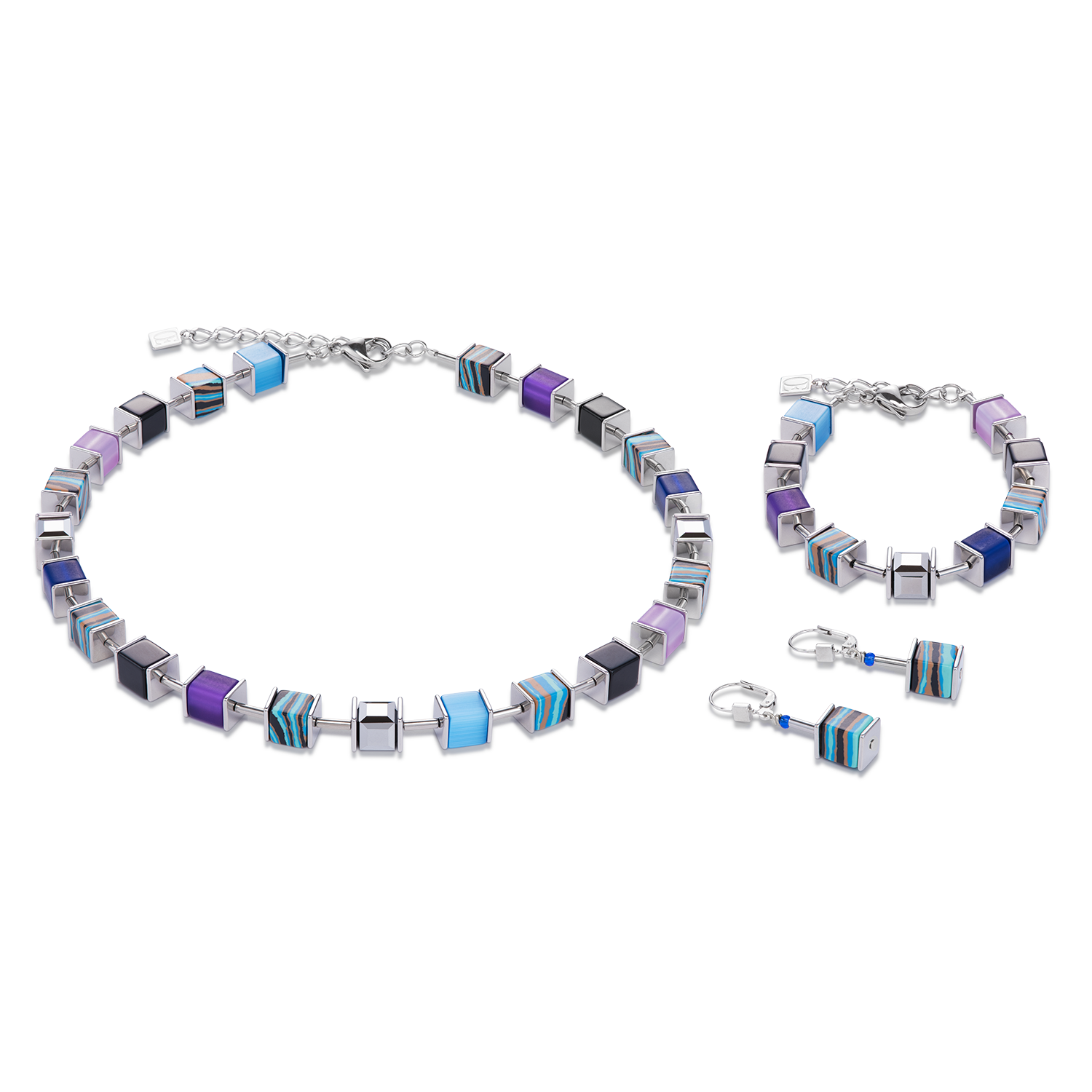 GeoCUBE® Armband Kristalle Malachit blau-lila