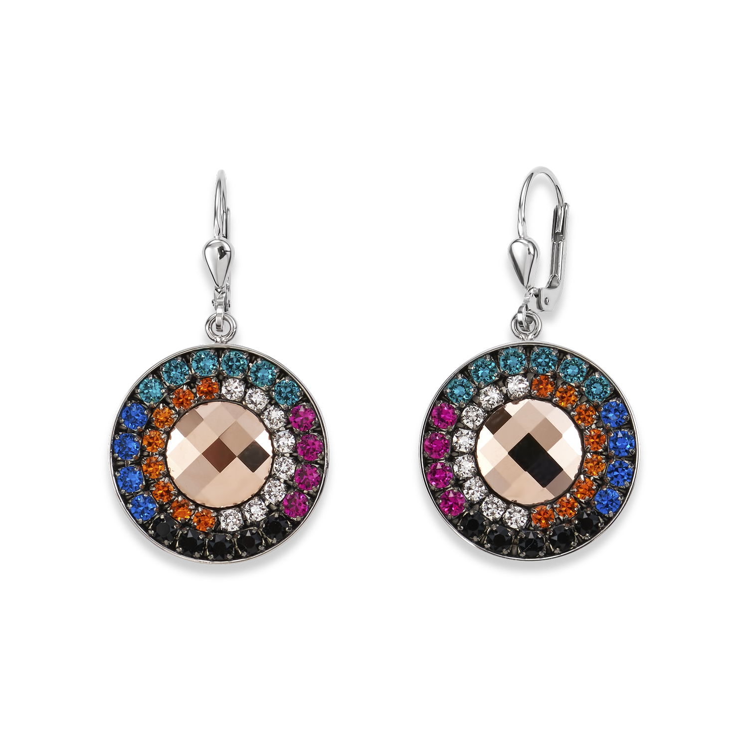 Ohrringe Amulett Swarovski® Kristalle & Mesh multicolor winter