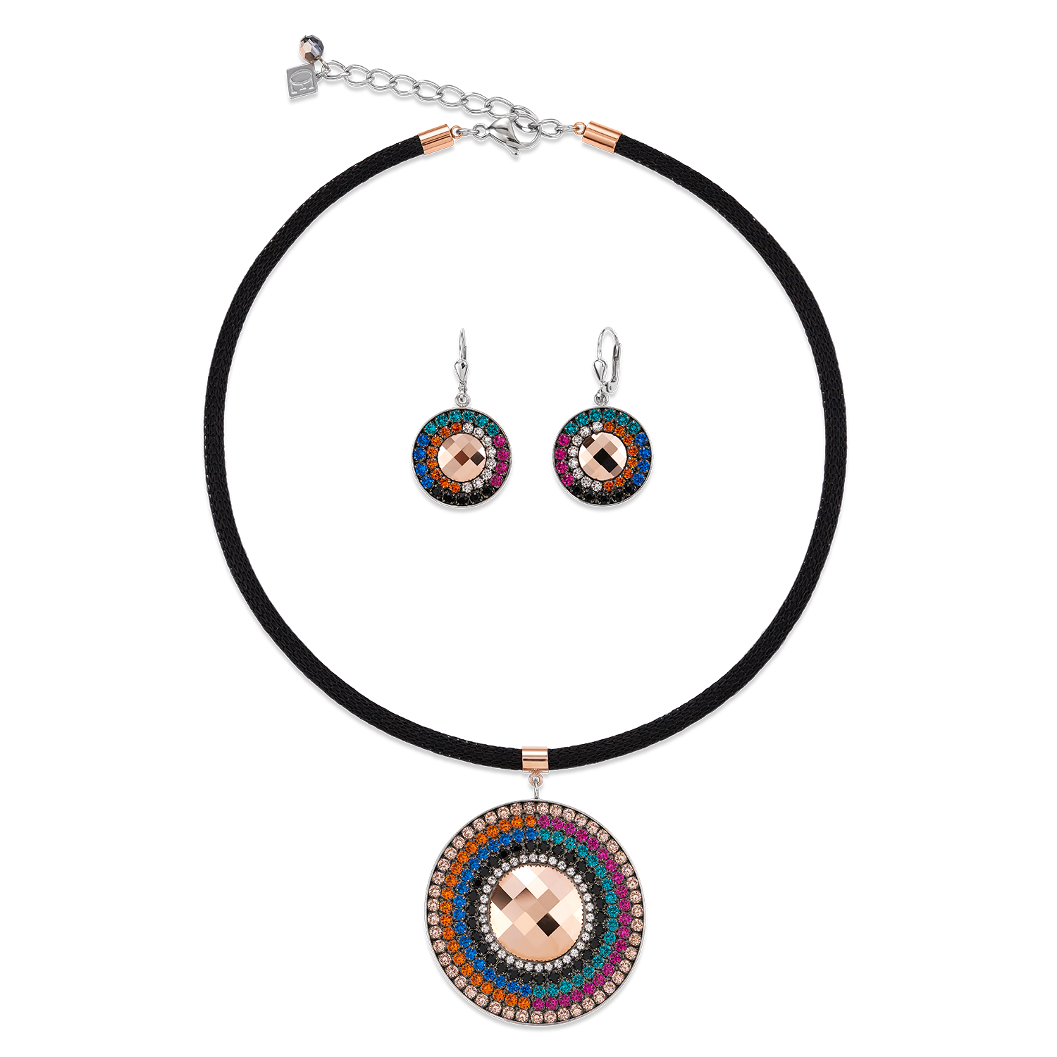 Ohrringe Amulett Swarovski® Kristalle & Mesh multicolor winter