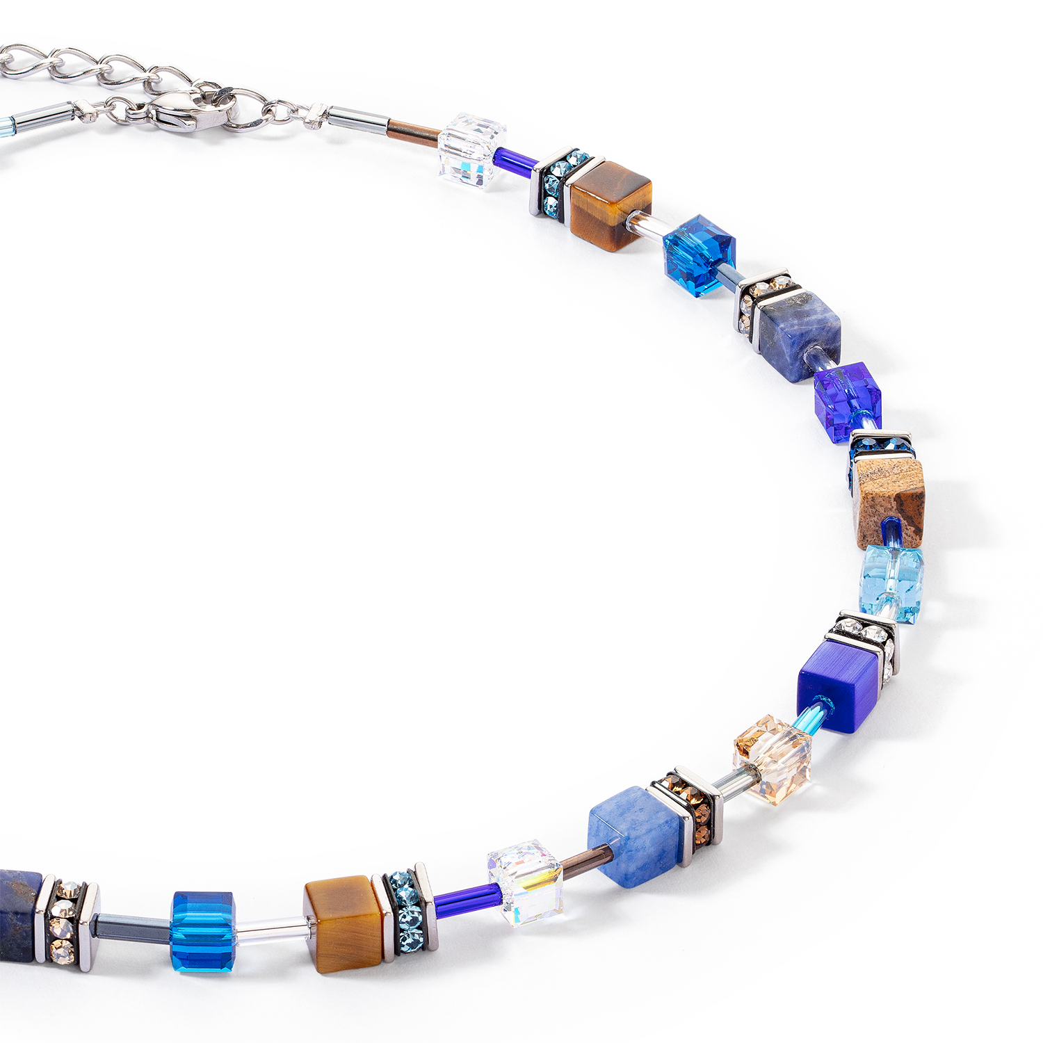 GeoCUBE® Iconic Precious Halskette blau-braun