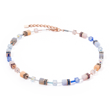 GeoCUBE® Iconic Precious Halskette Hellblau-beige