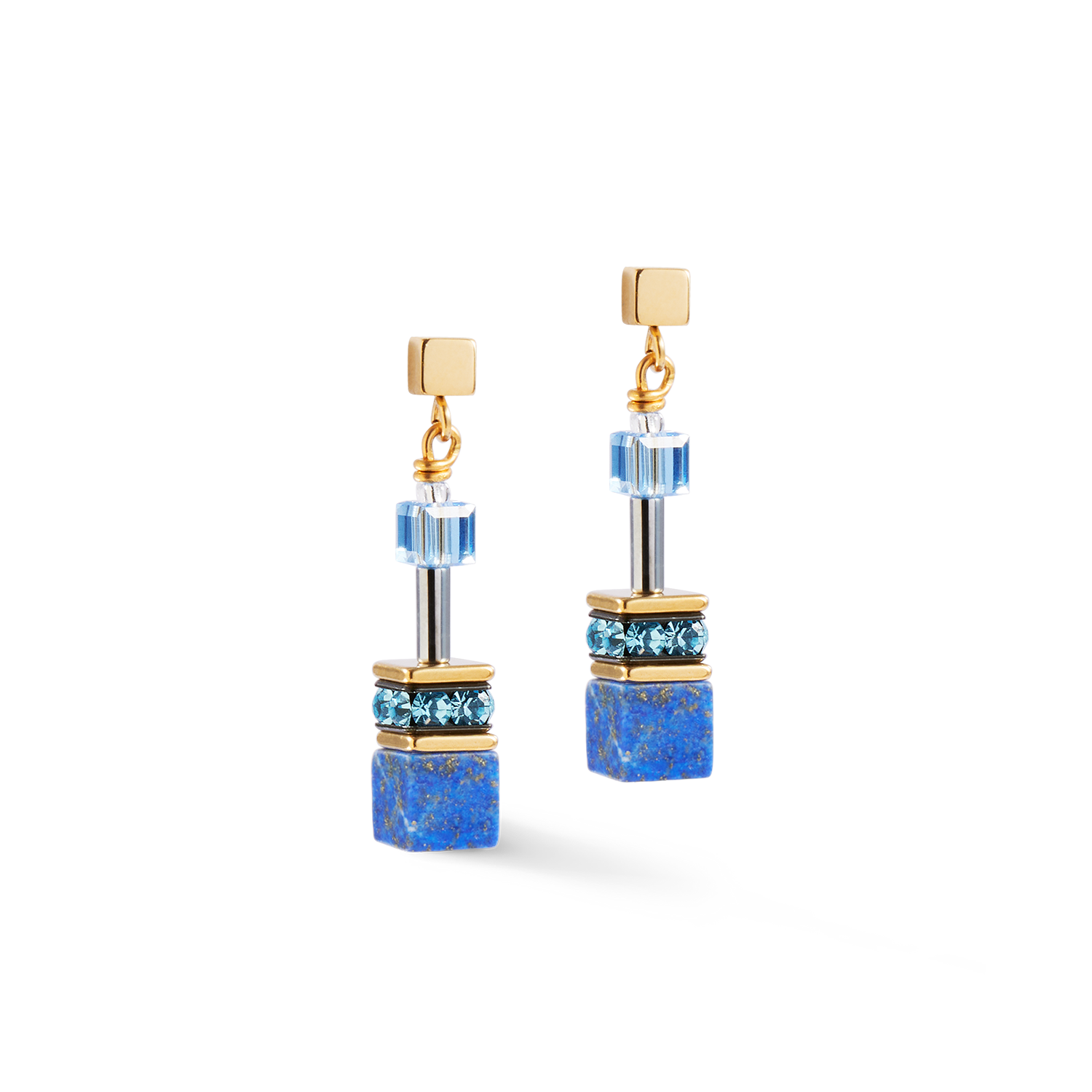GeoCUBE® Iconic Precious Ohrringe blau von COEUR DE LION – Detailaufnahme