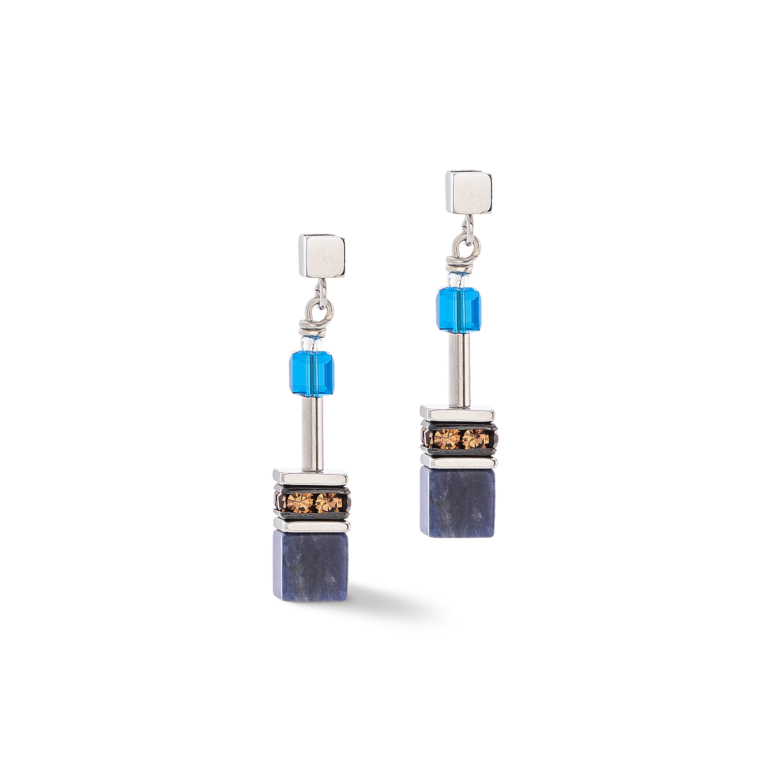 GeoCUBE® Iconic Precious Ohrringe blau-braun