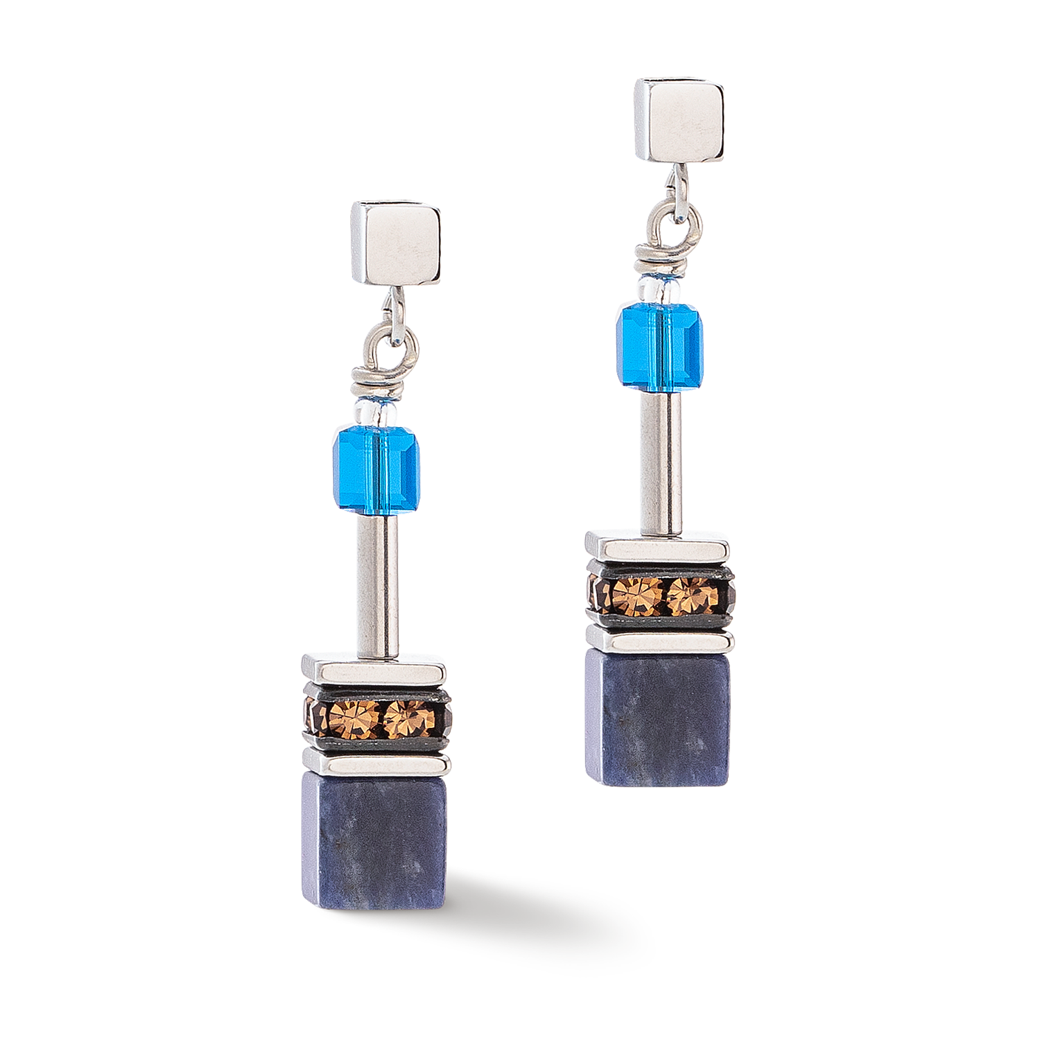 GeoCUBE® Iconic Precious Ohrringe blau-braun