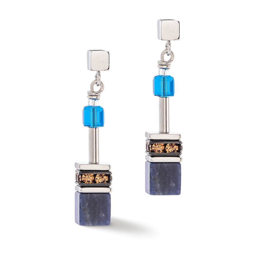 GeoCUBE® Iconic Precious Ohrringe blau-braun