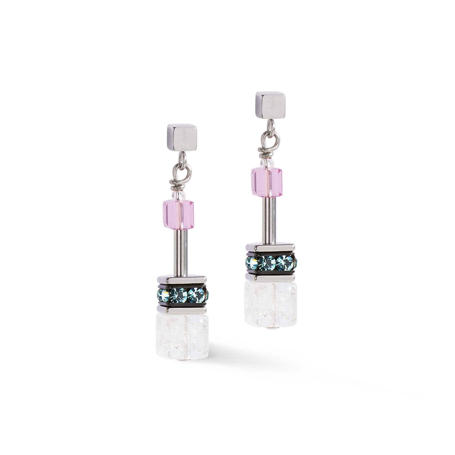 GeoCUBE® Iconic Precious Ohrringe rosa-flieder von COEUR DE LION – Detailaufnahme