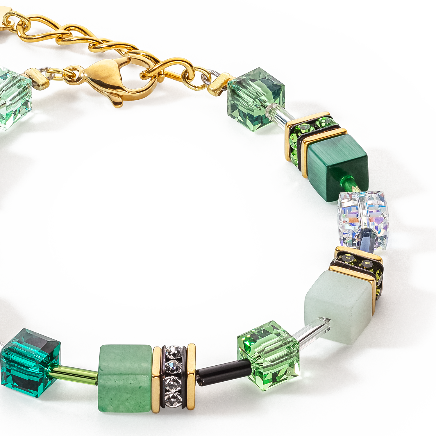 GeoCUBE® Iconic Precious Armband grün von COEUR DE LION – Detailaufnahme