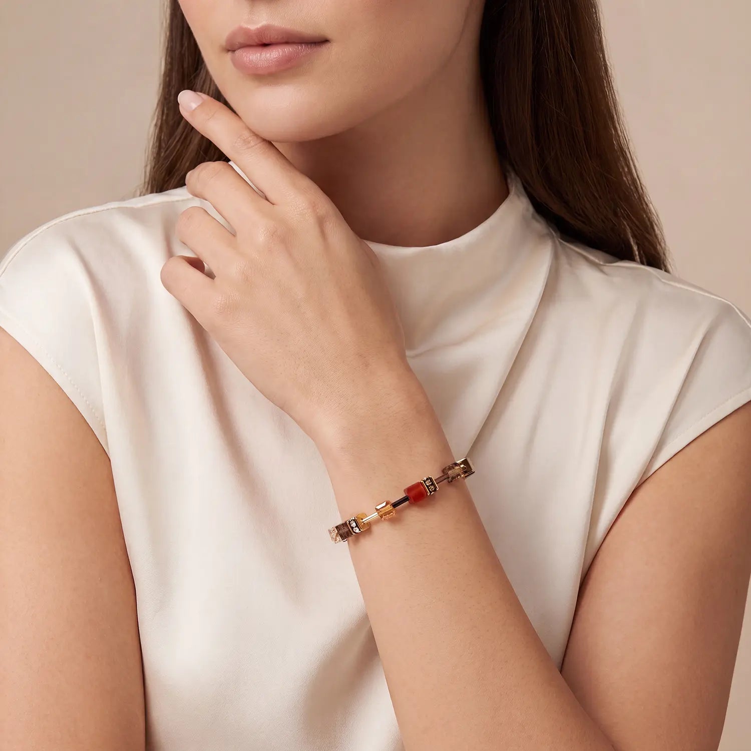 COEUR DE LION GeoCUBE® Iconic Precious Armband Amber Glow – am Model
