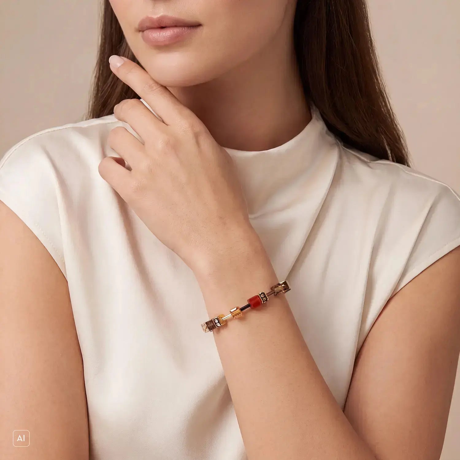 COEUR DE LION GeoCUBE® Iconic Precious Armband Amber Glow – am Model