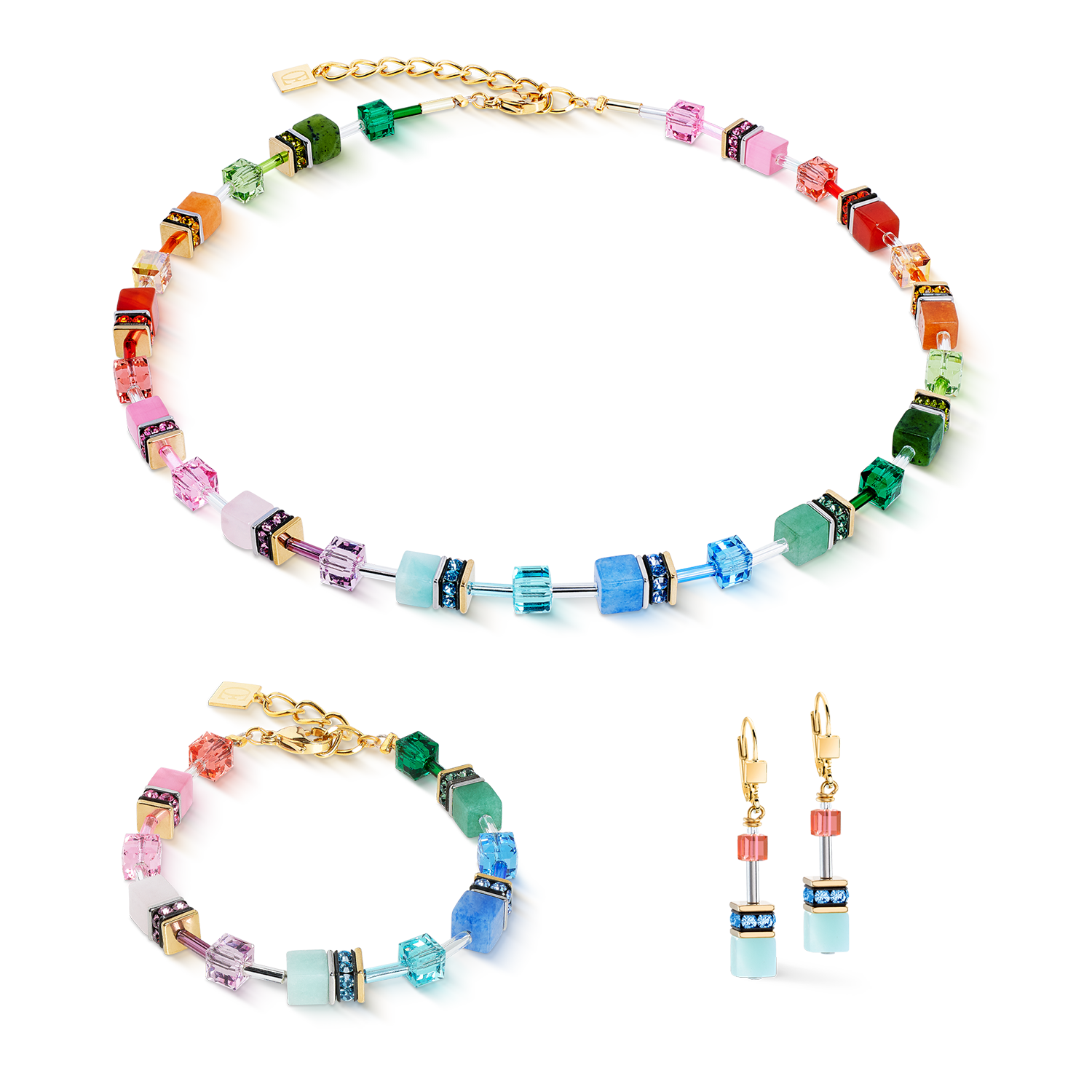 GeoCUBE® Iconic Precious Armband Rainbow von COEUR DE LION – im Set mit passenden Schmuckstücken