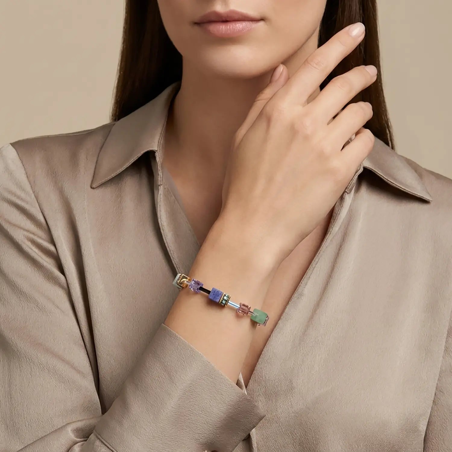 COEUR DE LION GeoCUBE® Iconic Precious Armband Pastel Garden – am Model
